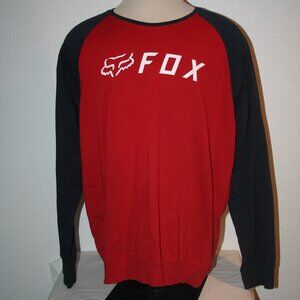 FOX RACING Crew Neck Sweatshirt XXL Red Navy Chest: 55" Mens 2XL